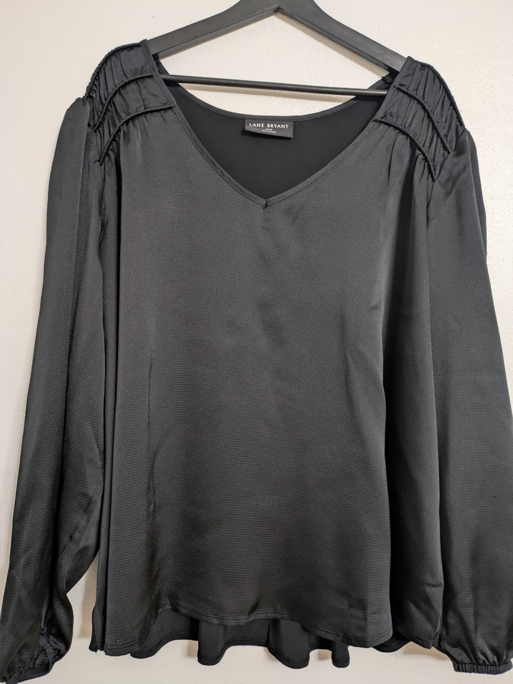 Lane Bryant Black V-Neck Long Sleeve Blouse
